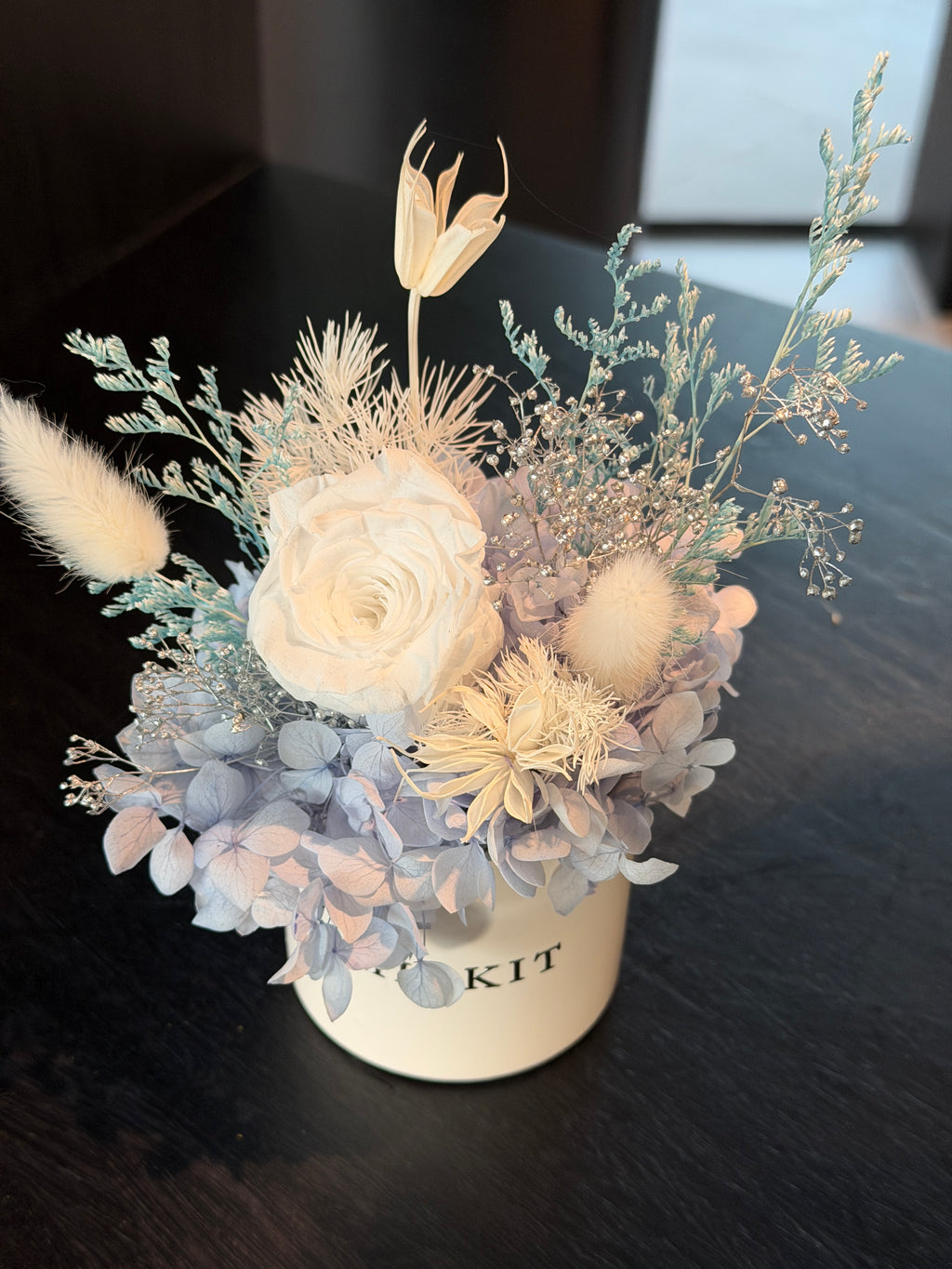 Snow - Everlasting Small Preserved Flower in Vase – Blue | Thoughtful Birthday Gift Idea