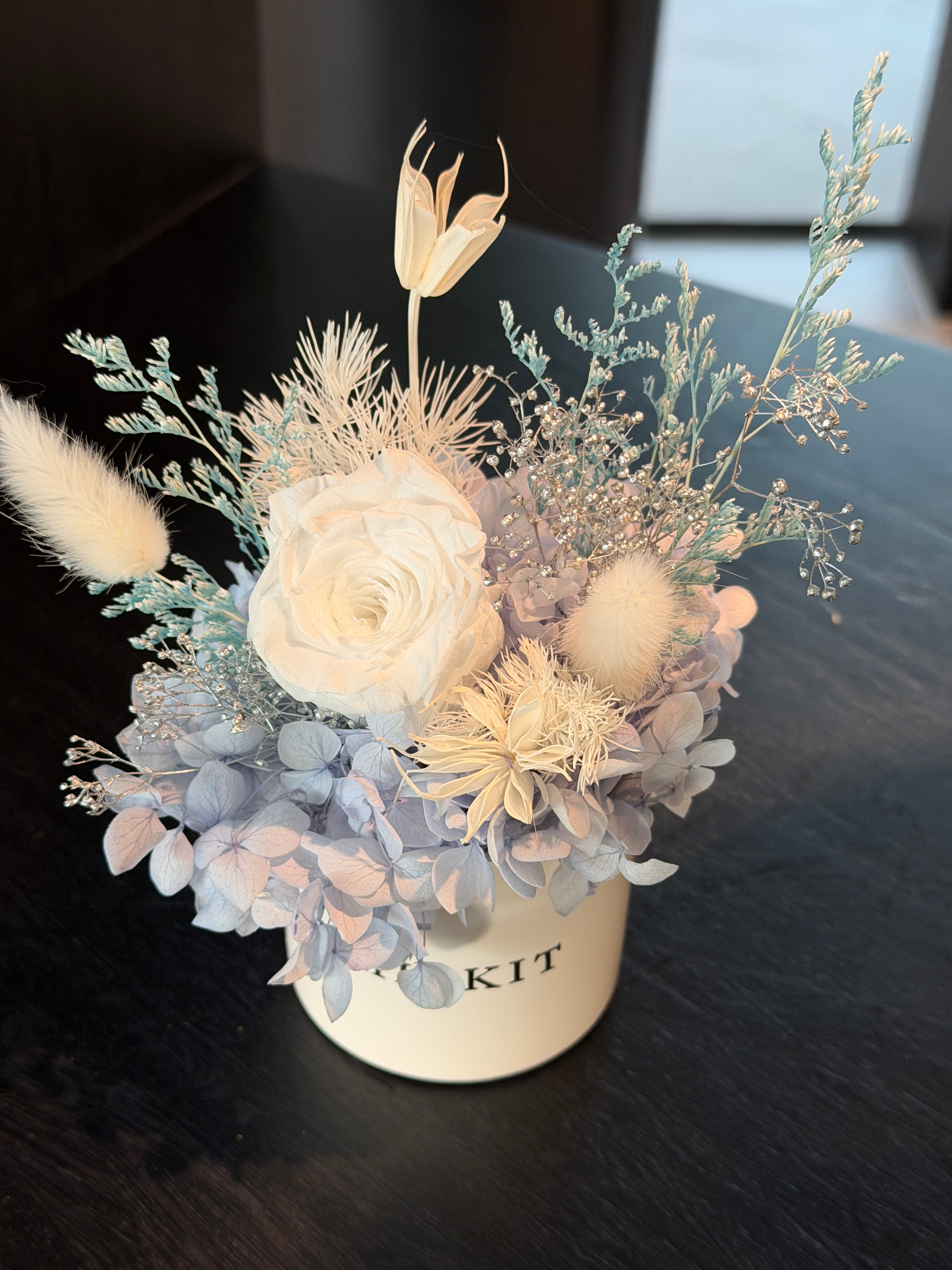 Snow - Everlasting Small Preserved Flower in Vase – Blue | Thoughtful Birthday Gift Idea