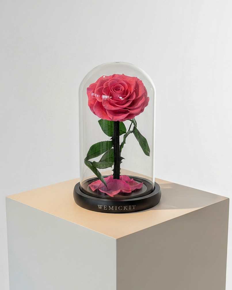 Everlasting Preserved Rose Glass Dome (pink)