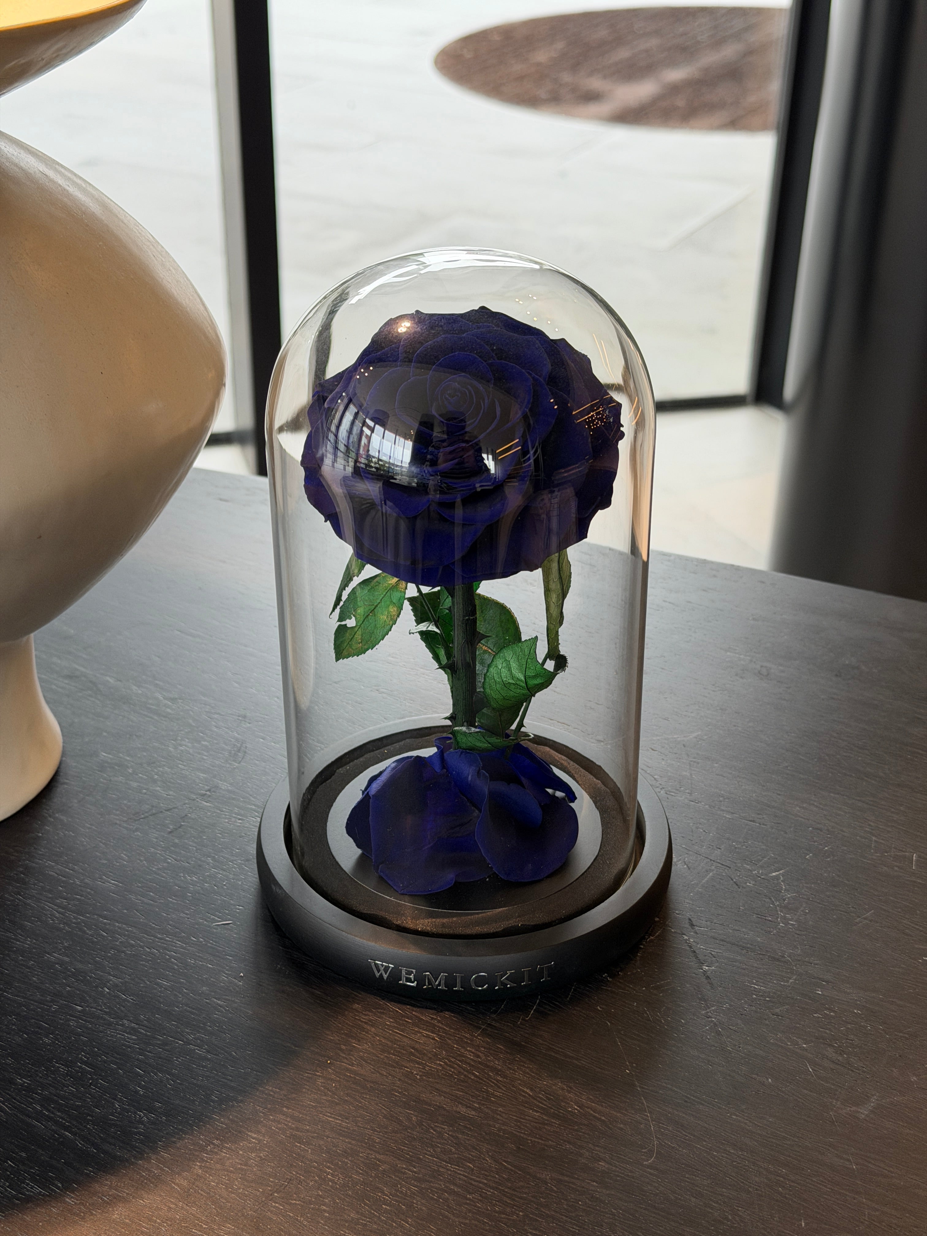 Everlasting Preserved Rose Glass Dome (Dark Blue)