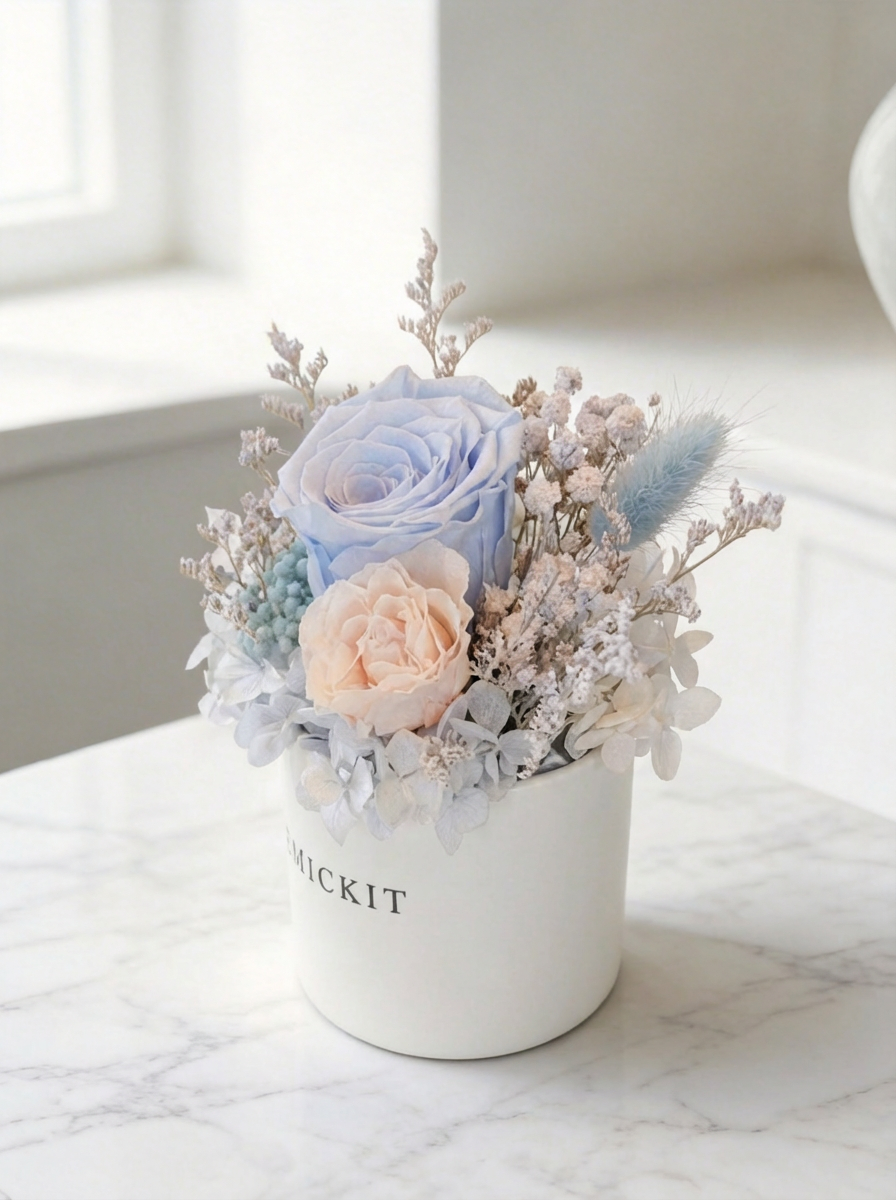 Blue Nude - Preserved Flower Vase Decor